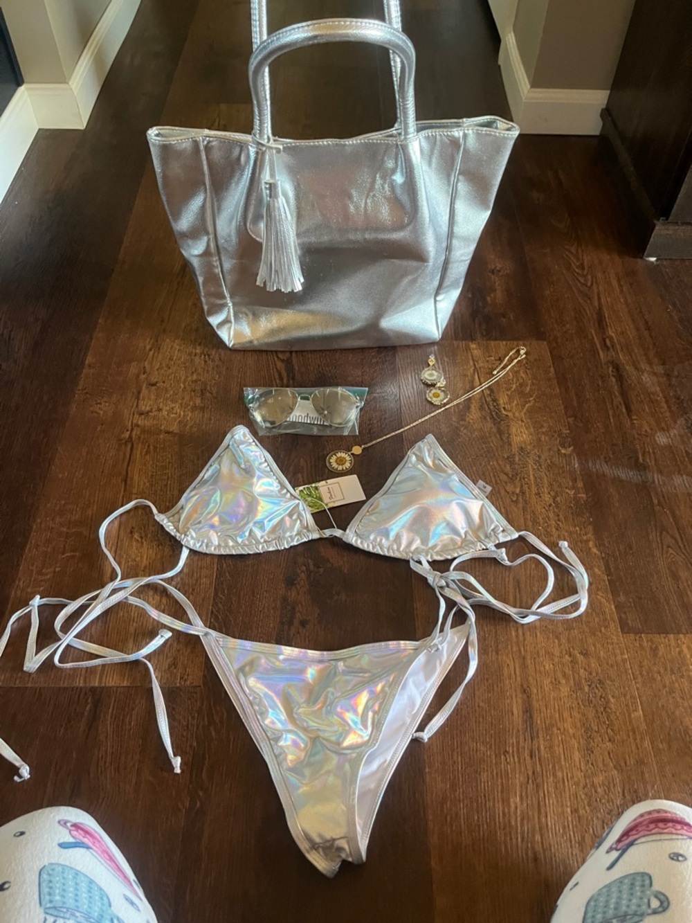 Brand Bew Bikini Ensemble With Bag, Sunglasses And Necklace And Earrings !!